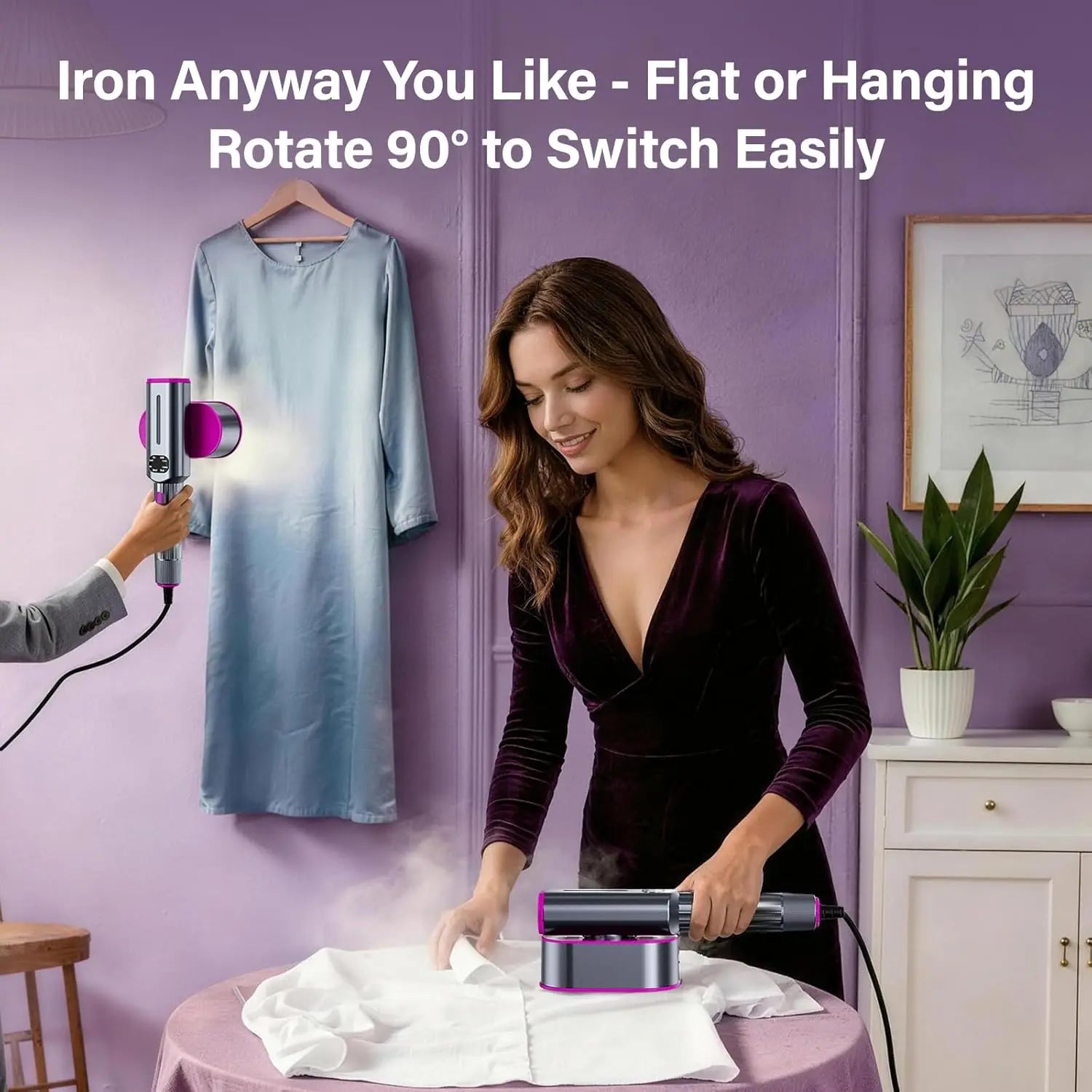 Portable steam iron packed for travel